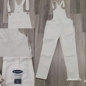 OLD NAVY white denim overalls size8
